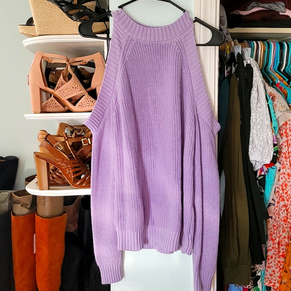 Forever 21 M purple open shoulder sweater